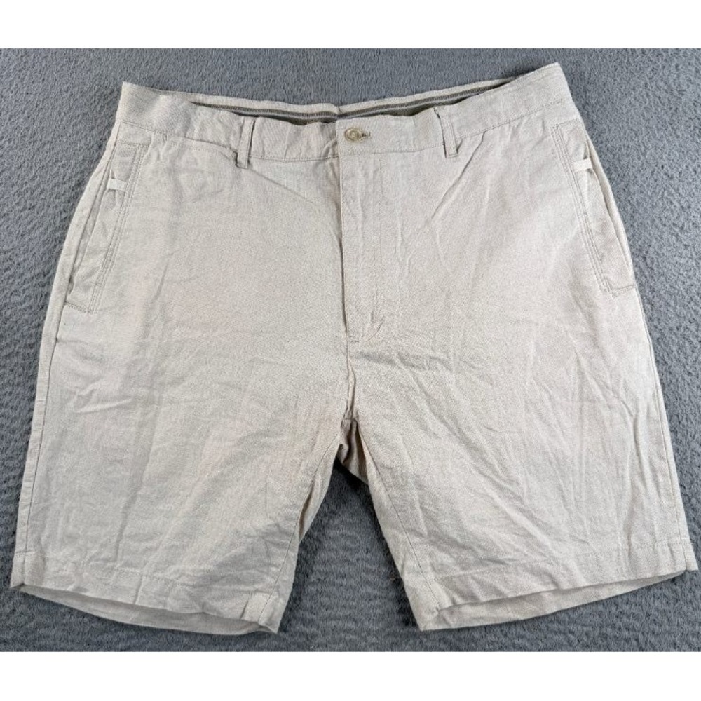 Bohio Chino Shorts Mens 34 Measures 32 Lightweight Linen Blend White 8" Inseam